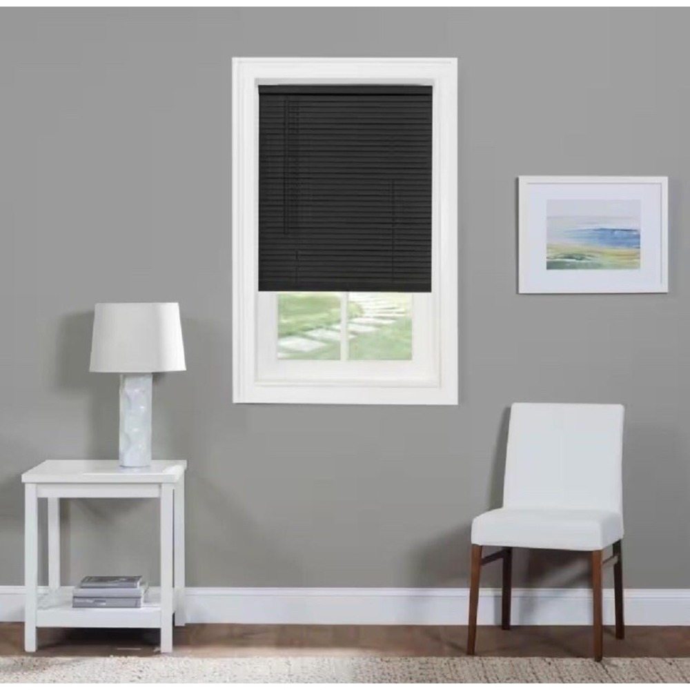 Achim Morningstar Black Cordless Vinyl Mini Blind 34x48 Light Filtering NIB
